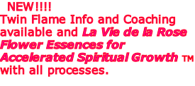 NEW!!!!   Twin Flame Info and Coaching available and La Vie de la Rose Flower Essences for Accelerated Spiritual Growth TM with all processes.